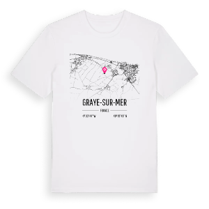 Graye-sur-Mer karta t-shirt – ekologisk bomull t-shirt från Pinshirt