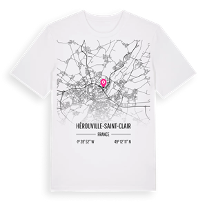 Hérouville-Saint-Clair karta t-shirt – ekologisk bomull t-shirt från Pinshirt