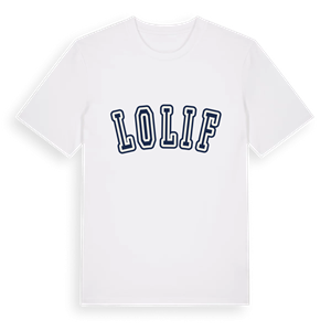 Lolif college t-shirt – ekologisk bomull t-shirt från Pinshirt