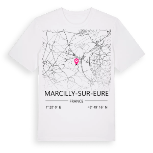 Marcilly-sur-Eure karta t-shirt – ekologisk bomull t-shirt från Pinshirt