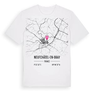 Neufchâtel-en-Bray karta t-shirt – ekologisk bomull t-shirt från Pinshirt
