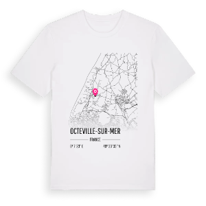 Octeville-sur-Mer karta t-shirt – ekologisk bomull t-shirt från Pinshirt