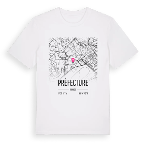 Préfecture karta t-shirt – ekologisk bomull t-shirt från Pinshirt