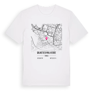 Quartier Malherbe karta t-shirt – ekologisk bomull t-shirt från Pinshirt