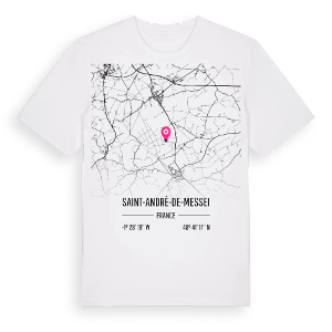 Saint-André-de-Messei karta t-shirt – ekologisk bomull t-shirt från Pinshirt