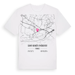 Saint-Benoît-d'Hébertot karta t-shirt – ekologisk bomull t-shirt från Pinshirt