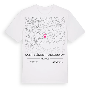 Saint-Clément-Rancoudray karta t-shirt – ekologisk bomull t-shirt från Pinshirt