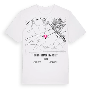 Saint-Eustache-la-Forêt karta t-shirt – ekologisk bomull t-shirt från Pinshirt