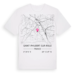 Saint-Philbert-sur-Risle karta t-shirt – ekologisk bomull t-shirt från Pinshirt