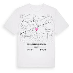 Saint-Pierre-de-Semilly karta t-shirt – ekologisk bomull t-shirt från Pinshirt
