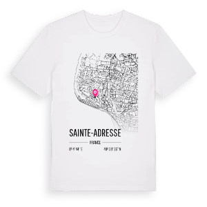 Sainte-Adresse karta t-shirt – ekologisk bomull t-shirt från Pinshirt