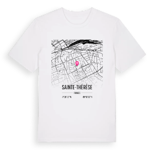Sainte-Thérèse karta t-shirt – ekologisk bomull t-shirt från Pinshirt