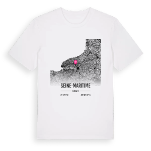Seine-Maritime karta t-shirt – ekologisk bomull t-shirt från Pinshirt