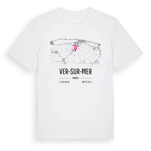 Ver-sur-Mer karta t-shirt – ekologisk bomull t-shirt från Pinshirt