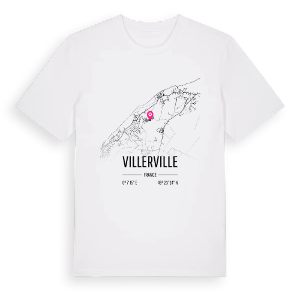 Villerville karta t-shirt – ekologisk bomull t-shirt från Pinshirt