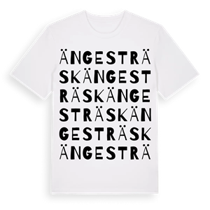 Ängesträsk ordlek t-shirt – ekologisk bomull t-shirt från Pinshirt