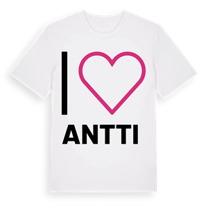 Jag älskar Antti t-shirt stort tryck – ekologisk bomull t-shirt från Pinshirt