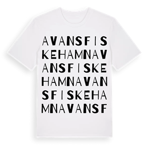 Avans Fiskehamn ordlek t-shirt – ekologisk bomull t-shirt från Pinshirt
