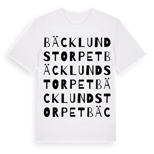 Bäcklundstorpet ordlek t-shirt – ekologisk bomull t-shirt från Pinshirt