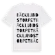 White t-shirt med Bäcklundstorpet ordlek t-shirt