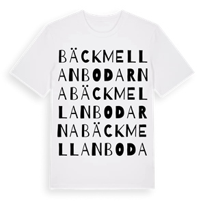 Bäckmellanbodarna ordlek t-shirt – ekologisk bomull t-shirt från Pinshirt