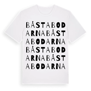Båstabodarna ordlek t-shirt – ekologisk bomull t-shirt från Pinshirt