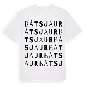 Båtsjaur ordlek t-shirt – ekologisk bomull t-shirt från Pinshirt