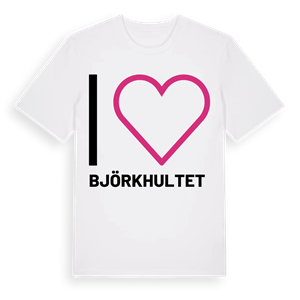 Jag älskar Björkhultet t-shirt stort tryck – ekologisk bomull t-shirt från Pinshirt