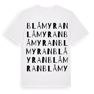 Blåmyran ordlek t-shirt – ekologisk bomull t-shirt från Pinshirt