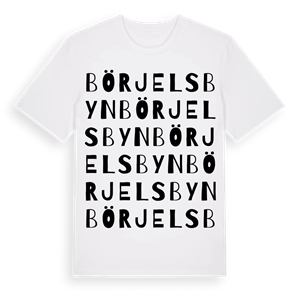 Börjelsbyn ordlek t-shirt – ekologisk bomull t-shirt från Pinshirt