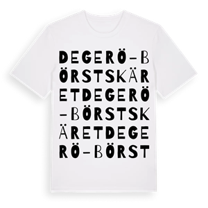 Degerö-Börstskäret ordlek t-shirt – ekologisk bomull t-shirt från Pinshirt