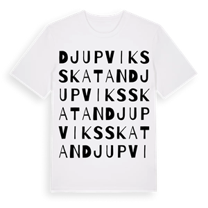 Djupviksskatan ordlek t-shirt – ekologisk bomull t-shirt från Pinshirt