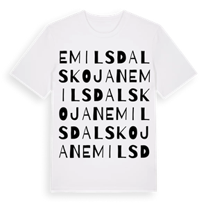 Emilsdalskojan ordlek t-shirt – ekologisk bomull t-shirt från Pinshirt