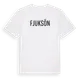 White t-shirt med Fjuksön i Sverige t-shirt