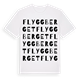 White t-shirt med Flyggberget ordlek t-shirt