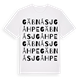 White t-shirt med Gäbnásjgåhpe ordlek t-shirt
