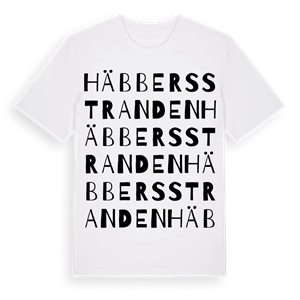 Häbbersstranden ordlek t-shirt – ekologisk bomull t-shirt från Pinshirt