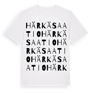 Härkäsaatio ordlek t-shirt – ekologisk bomull t-shirt från Pinshirt