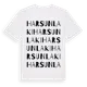 White t-shirt med Harsunlaki ordlek t-shirt