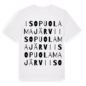 Iso Puolamajärvi ordlek t-shirt – ekologisk bomull t-shirt från Pinshirt