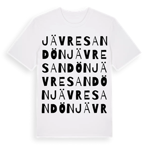 Jävre Sandön ordlek t-shirt – ekologisk bomull t-shirt från Pinshirt