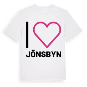 Jag älskar Jönsbyn t-shirt stort tryck – ekologisk bomull t-shirt från Pinshirt