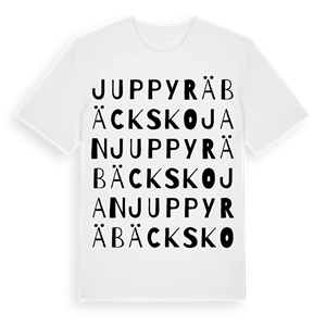 Juppyräbäckskojan ordlek t-shirt – ekologisk bomull t-shirt från Pinshirt