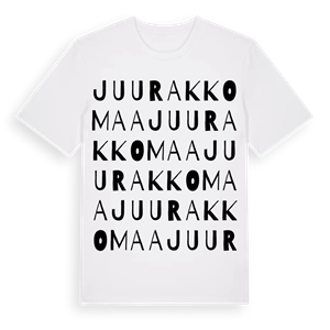 Juurakkomaa ordlek t-shirt – ekologisk bomull t-shirt från Pinshirt