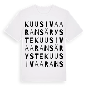 Kuusivaaransäryste ordlek t-shirt – ekologisk bomull t-shirt från Pinshirt