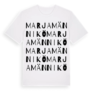 Marjamännikö ordlek t-shirt – ekologisk bomull t-shirt från Pinshirt