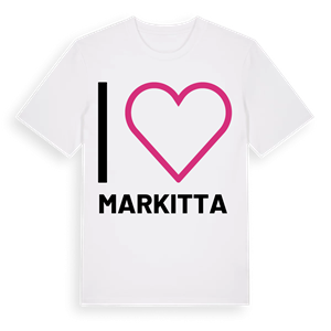 Jag älskar Markitta t-shirt stort tryck – ekologisk bomull t-shirt från Pinshirt