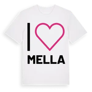 Jag älskar Mella t-shirt stort tryck – ekologisk bomull t-shirt från Pinshirt