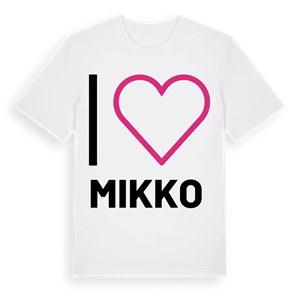 Jag älskar Mikko t-shirt stort tryck – ekologisk bomull t-shirt från Pinshirt