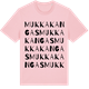 Pink Cotton t-shirt med Mukkakangas ordlek t-shirt